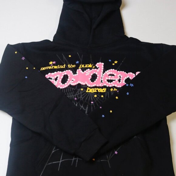 Sp5der P*NK Hoodie Black Pullover Streetwear Mens Womens Unisex - Picture 2 of 4